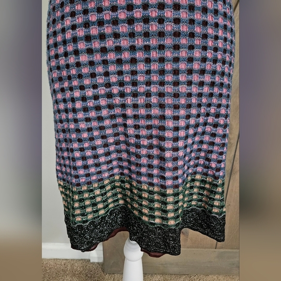 Vintage M MISSONI Sleeveless Silver Thread Detail Pink/green Multi Dress.US 4 - Picture 16 of 16